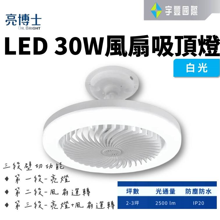 【宇豐國際】亮博士LED 30W 萬向 風扇吸頂燈 防水防塵 IP20 白光 壁切三段 2-3坪使用 全電壓 CNS認證