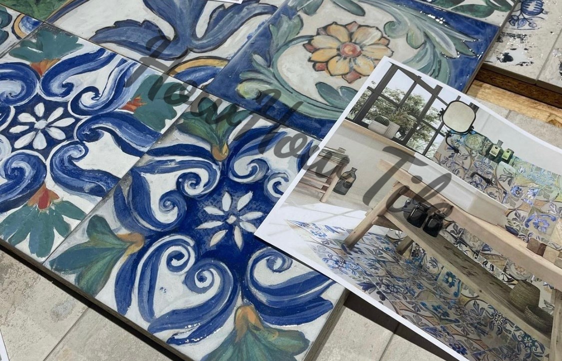 西班牙 花蝴蝶復古素花磚 20*20CM