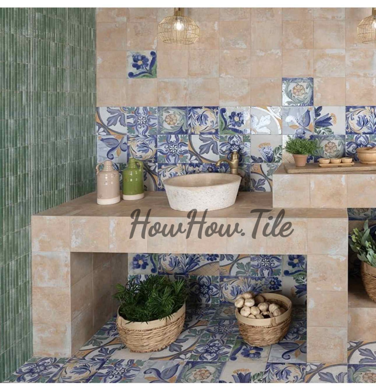 西班牙 花蝴蝶復古素花磚 20*20CM