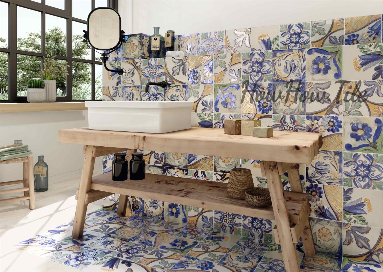 西班牙 花蝴蝶復古素花磚 20*20CM