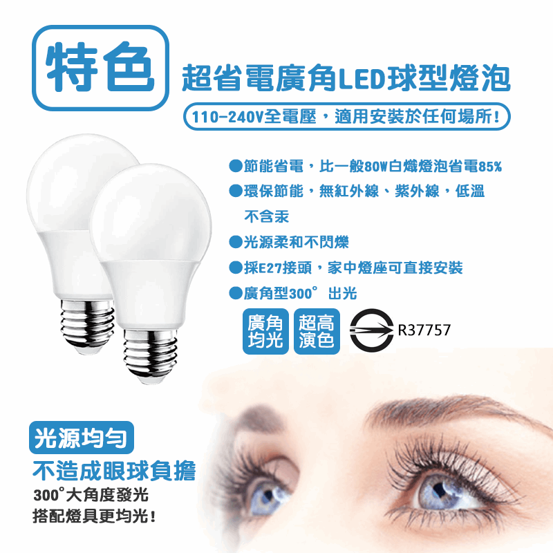 【宇豐國際】含稅附發票 保固兩年 台灣品牌 LED 12W E27 節能省電 符合CNS 燈泡燈 球泡 高效率 全電壓