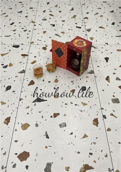高蒂霧面彩色水磨石磚-白