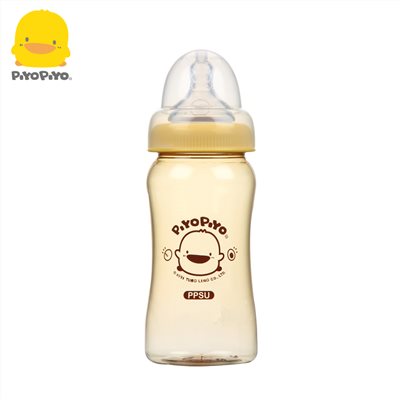 黃色小鴨《PiyoPiyo》媽咪乳感寬口徑PPSU 防脹氣奶瓶 240ml
